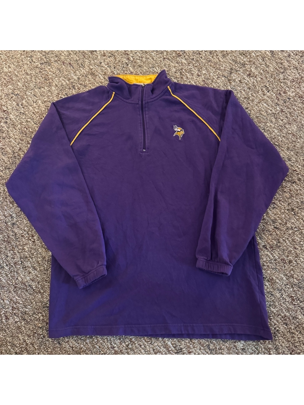 Minnesota Vikings Purple NFL Quarter Zip Fleece Sweatshirt Size XL